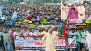 কালীগঞ্জে বিএনপির সমাবেশ ও বিক্ষোভ: পিতার হত্যার বিচার দাবিতে কান্নায় ভেঙে পড়লেন শহীদের কন্যা