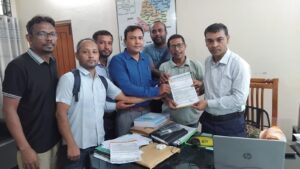 ঝিনাইদহ পৌর এলাকার জলাবদ্ধতা নিরসনে স্মারকলিপি প্রদান উন্নয়ন সংগ্রাম সমন্বয় কমিটির